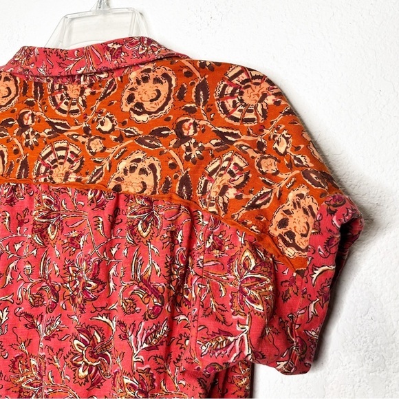 Sundance Lorena Mixed Peplum Popover Paisley Button Top - Picture 10 of 13
